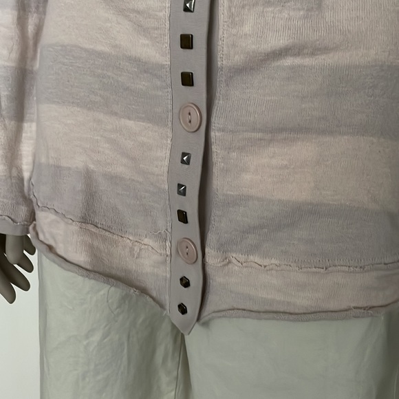 Free People 100% Cotton Long and Lean Studded Striped Cardigan - Picture 3 of 8